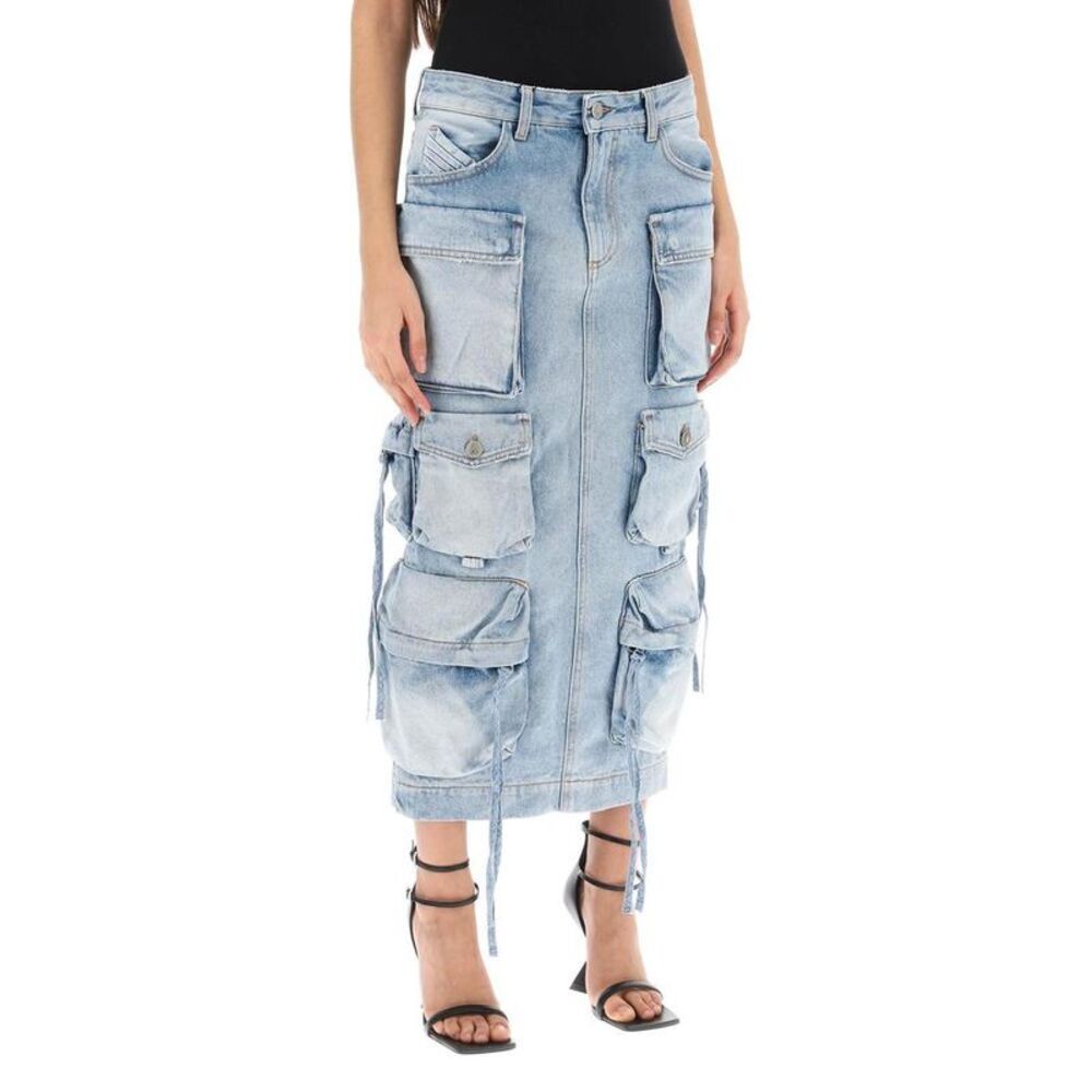 THE ATTICO Women's Multi-Pocket Denim Midi Skirt Women LIGHT BLUE Skirts
